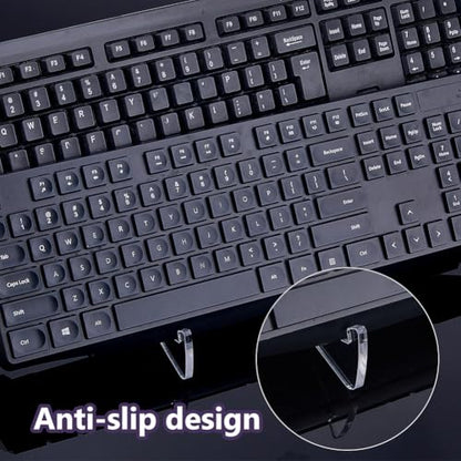 DICOSMETIC 2-Tier Acrylic Keyboard Display Stand Holder Clear Keyboard Storage Stand 6.46x6.89x5.24 Inch Transparent Mechanical Keyboards Holder for Tablet,Holds up to 2 Keyboards