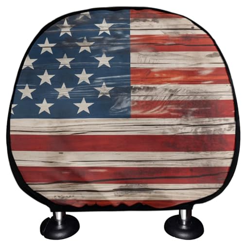 American Flag Auto Head Rest Cover 2Pcs Soft Stretchy Car Seat HeadRest Cover Protector,Universal Head Rest Covering for SUV Truck Vehicles - color: American flag