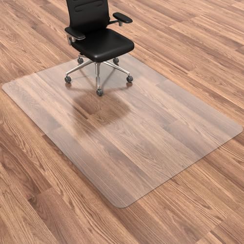 Office Chair Mat, 46" x 72" Clear Computer Desk Chair Mat for Hardwood Floor, Easy Glide Plastic Mat for Under Office Chairs on Hardwood for Work & Home - color: Clear, size: 46" x 72" Rectangular