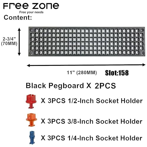 Free Zone Bit Organizer Set (Black) – 158-Hole Bit Storage – 1/4" Hex Bits & Drive Bits Adapter Storage – Toolbox Storage (Tools Not Included) - color: Black