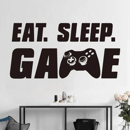 Large Eat Sleep Game Wall Decal Set - 24x12 Inch Gamer Mural for Wall, Kitchen, Game Room, Office Decor - Gift for New Year, Birthday, Christmas, Gamers (Eat Sleep Game) - color: Eat Sleep Game