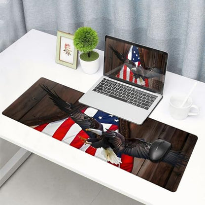 Large Gaming Mouse pad,Eagle，Flag Anti Slip Rubber Base Mouse pad, Suitable for Computer, Laptop, Office Desk Accessories - color: Eagle，Flag