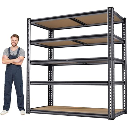 72"H Storage Shelves heavy duty Shelving, 2425LBS Garage Shelving, 5 Tier Metal Shelving Unit Adjustable Garage Shelves, Garage Storage Shelves for Warehouse Pantry Closet,40" W × 20" D × 72" H, Black - size: 72" H x 40" W x 20"D