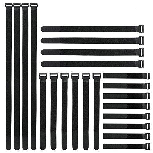 YiwerDer Reusable Fastening Cable Straps and Cable Ties Set 24 Pack(8"-12"-18"-24"), Adjustable Hook Loop Cord Management Wire Organizer Straps - style: (8-12-18-24) x 1Inch