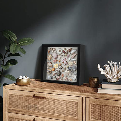 Americanflat 11x11 Shadow Box Frame with Shatter-Resistant Glass - Silhouette Collection - Large Shadow Box Display Case for Tabletop and Wall Display - Black with Soft Felt Back - color: Black, size: 11x11