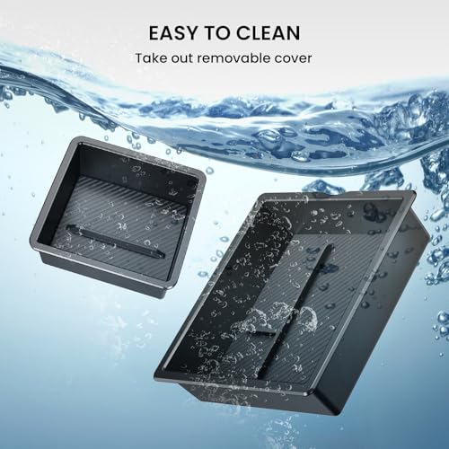 BANKKY Center Console Organizer for Tesla Model 3 Highland 2024-2026 & Model Y Juniper 2025-2026, 2PCS Armrest Storage Tray with Anti-Slip Liner, ABS Black Tesla Accessories - size: 2PCS (24-26) Model3 Black