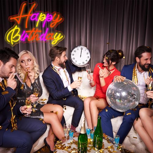Happy Birthday Neon Signs for Wall Decor，Led Neon Light for Bedroom，Christmas Birthday Party decorations Gifts - style: Happy Birthday001