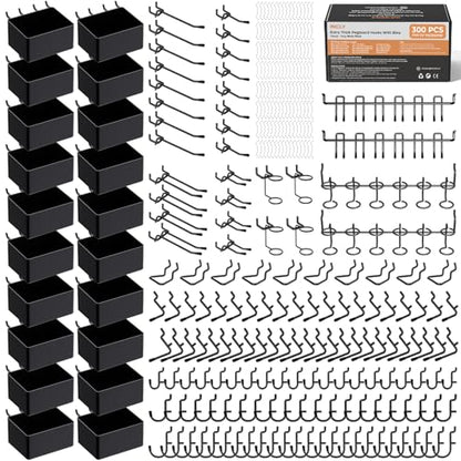 INCLY 300PCS Extra Thick Pegboard Accessories, 1/4" Heavy Duty Pegboard Hooks with Bins & Peg Locks, Peg Board Organizer Accessories Kit for Garage Wall Attachments Hanging Tools