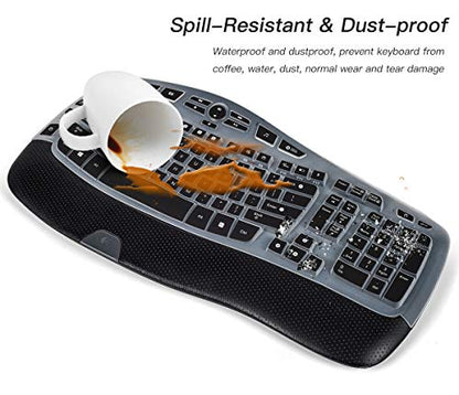 CaseBuy Keyboard Cover Compatible with Logitech K350 MK550 MK570 Wireless Wave Keyboard Accessories, K350 MK550 Keyboard Silicon Protector Skin, Black - color: Black