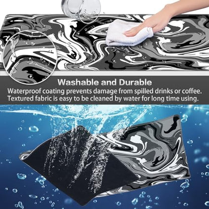 Canjoy Gaming Mouse Pad, Fluid Pattern Mouse Pad 35.4x15.7inch Large Extended Computer Mouse Mat Keyboard Full Desk Mousepad for Gaming, Office, Home - color: Black-Gray Fluid, size: 900*400mm