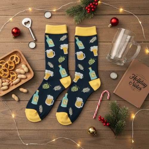 ZAGKOO Funny Socks for Men, Women - Stocking Stuffers for Men - color: Beer