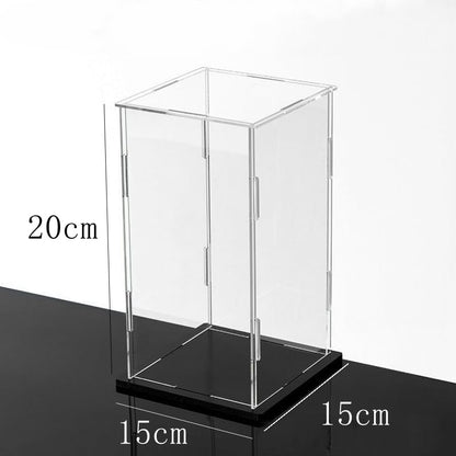 Clear Acrylic Display Case, 6*6*8inch (15*15*H20cm) | Assemble Cube Display Box, Black Base, Dustproof Protection, For Collectibles Memorabilia Figurines - size: 6 x 6 x 8 inches