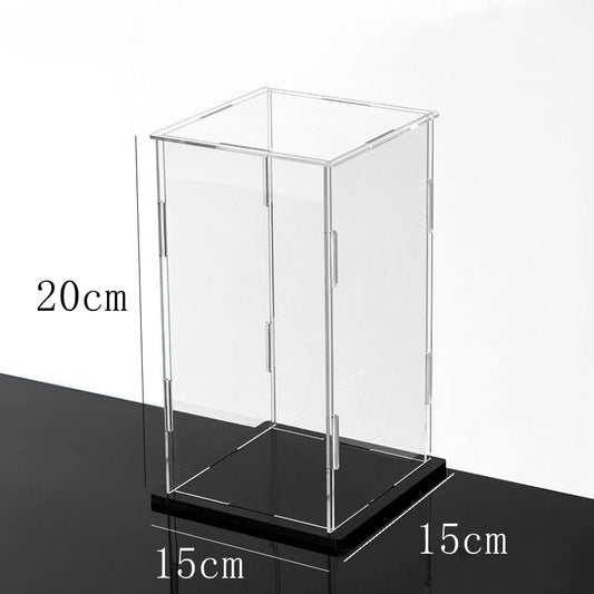 Clear Acrylic Display Case, 6*6*8inch (15*15*H20cm) | Assemble Cube Display Box, Black Base, Dustproof Protection, For Collectibles Memorabilia Figurines - size: 6 x 6 x 8 inches