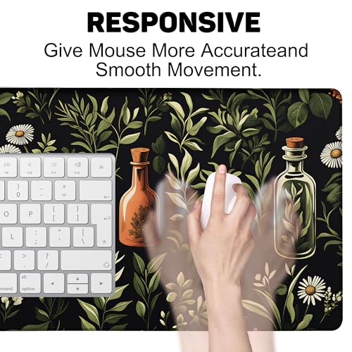 Books and Flowers Gaming Mouse Pad 35.4 x 15.7 Inches with Non-Slip Rubber Base, Smooth Cloth Surface Desk Keyboard Mat for Computer, PC, Laptop, Desktop - color: Books and Flowers