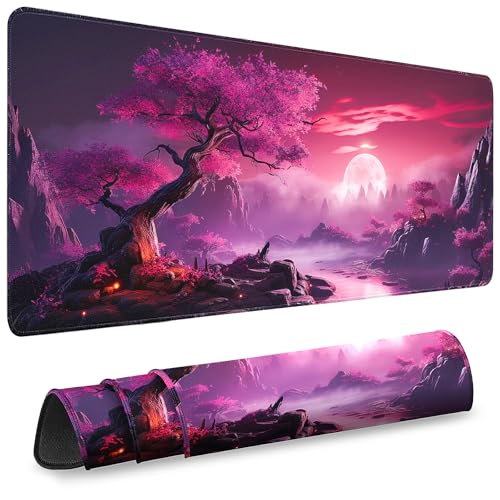 Gaming Desk Mat with Silky Smooth Surface & Exquisite Patterns,31.5x11.8 Inches Large-Sized Mouse Pad, Perfect for Extended Gaming,Work,and Home Office Decor (Full Moon 3) - color: Full Moon 3