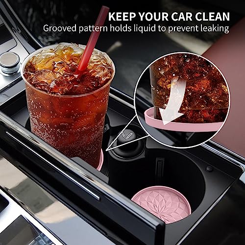 ME.FAN Car Coasters for Cup Holders [4 Pack] - 2.75In Silicone Auto Mug Mats - Universal Non-Slip Recessed Car Interior AccessoriesDusty Rose - color: 4 Pack-dusty Rose