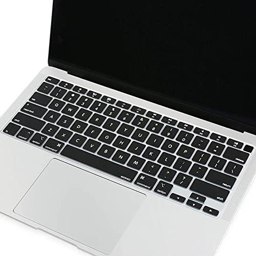 MOSISO Keyboard Cover Compatible with MacBook Air 13 inch 2022 2021 2020 Release A2337 M1 A2179 Retina Display with Touch ID Backlit Magic Keyboard, Waterproof Protective Silicone Skin, Black - color: Black