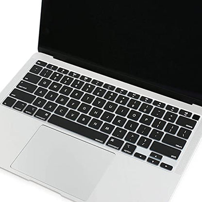 MOSISO Keyboard Cover Compatible with MacBook Air 13 inch 2022 2021 2020 Release A2337 M1 A2179 Retina Display with Touch ID Backlit Magic Keyboard, Waterproof Protective Silicone Skin, Black - color: Black