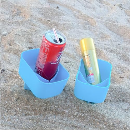 Sand Beach Drink Cup Holder with Pocket Drink Cup Holders for Travel/Holiday 2Pack Blue/Blue - color: BLUE/BLUE