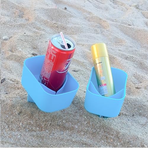 Sand Beach Drink Cup Holder with Pocket Drink Cup Holders for Travel/Holiday 2Pack Blue/Blue - color: BLUE/BLUE