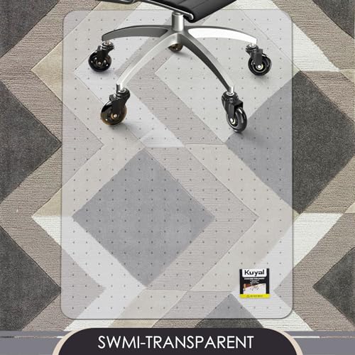 Kuyal Office Chair Mat for Carpet, 36x48 Clear Heavy Duty Computer Chair Mat, Under Desk Protector Carpeted Floors Mat, Easy Chair Movement,Ship Flat - size: 36" X 48"