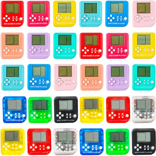 30 Pack Mini Video Game Keychain Small Game Keychains Bulk for Birthday School Party Gifts Goodie Bag Fillers (Color Style 1) - color: Color Style 1