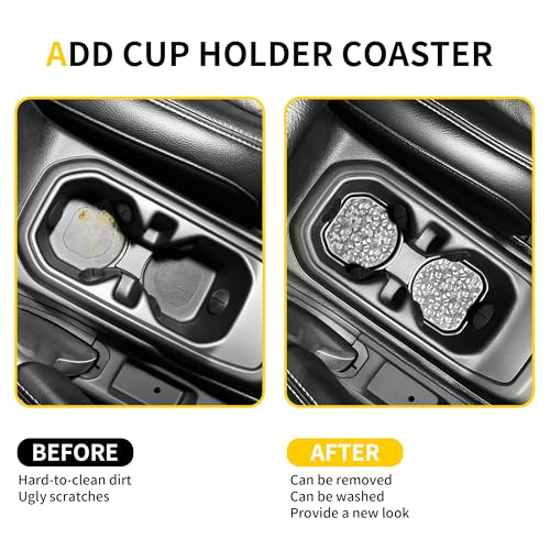 Cup Holder Inserts Coaster Compatible with Jeep Wrangler JL 4XE Gladiator JT 2018-2026 Accessories, Center Console Cupholder Pad, Non-Slip Drink Liner, Original Design, TPE, 2-Pcs Front Only - size: 2 Pack for JL Front