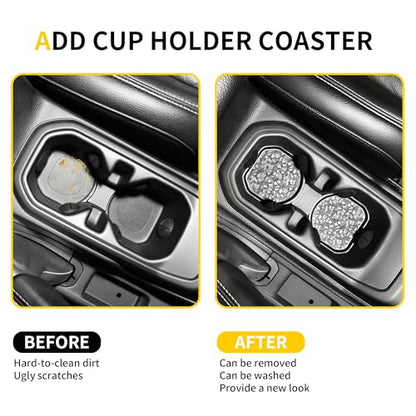 Cup Holder Inserts Coaster Compatible with Jeep Wrangler JL 4XE Gladiator JT 2018-2026 Accessories, Center Console Cupholder Pad, Non-Slip Drink Liner, Original Design, TPE, 2-Pcs Front Only - size: 2 Pack for JL Front