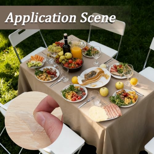 CREATCABIN 72Pcs Table Cloth Clips Round Sticky Dots Clear Windproof Tablecloth Holder Clip 4cm Acrylic Removable Double Sided Mounting Tape Adhesive Sticker for Outdoor Picnic Wedding Party Poster