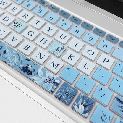 Keyboard Cover for 15.6 HP Laptop 15-fc 15-fd 15t-fd 15z-fc Series, HP Pavilion 15-eg 15t-eg 15-eh 15-er, 17z-ca 17-cn 17-cp 17z-cp Series, Gray Blue Flowers - color: Gray Blue Flowers