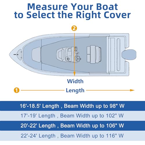 Center Console Boat Cover, 900D Heavy Duty Boat Center Console Cover, Waterproof Boat Covers 16-18.5 FT with Motor Cover and Metal Windproof Adjustable Buckle, Black - color: Black, size: 16'-18.5' Length , Beam Width up to 98" W