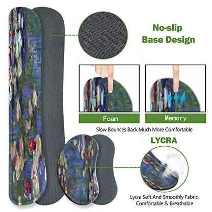 ToLuLu Extended Gaming Mouse Pad, Memory Foam Ergonomic Keyboard Mouse Wrist Rest Support Set, Large Desk Mat with Stitched Edges, Non-Slip Base Mousepad for Home Office Game, Monet Water Lilies - color: Monet Water Lilies
