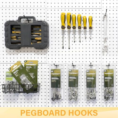 50PC 10" Pegboard Hooks for 1/4" Peg Board | Heavy Duty Black Metal Pegboard Hooks for Tools & Supplies, 30 lb Capacity Organizer Accessories for Garage, Store - size: 10 Inch