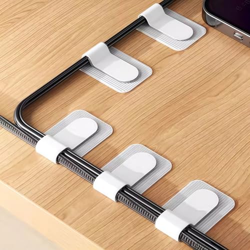 100 Pcs Hook and Loop Cable Straps,Self Adhesive Hook and Loop Cable Ties,Adjustable Cord Organizers for Desk,Reusable Wire Organizers for Cords,Cord Organizer (White) - color: White