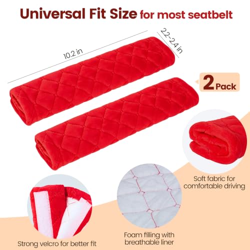 Amooca Soft Seat Belt Cover Pad, 2-Pack Soft Car Safety Seatbelt Strap Shoulder Pad for Adults and Children, Suitable for Car Seat Belt, Backpack, Shoulder Bag, Laptop Computer Bag (Red) - color: E: Red