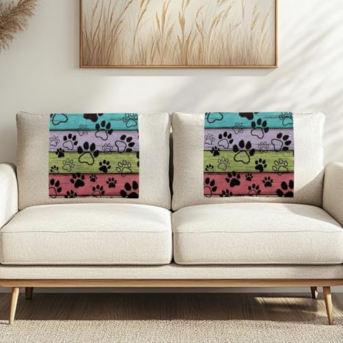 Dog Paw Recliner Headrest Cover Brown Headrest Covers for Recliners Wood Print Easy to Install Couch Head Rest Covers Pet Scratch Resistant Sofa Head Protector 2 Pcs - color: Dog Paw Wood Print