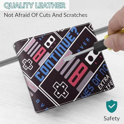 EXXBYELI Boys Wallet Gamepad Leather Wallets Credit Id Card Cash Holder Black Rfid Blocking Zipper Cute Cool Funny Aesthetic Wallets With Coin Pocket Id Window Teen Wallets for Boys Teenager Wallet - color: game-black