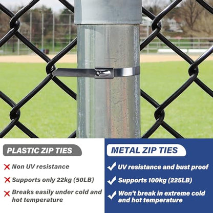 Stainless Steel Zip Ties 100PCS 11.8 Inch Heavy Duty Metal Self Locking Cable Ties for Chain Link Fence, Exhaust Wrap, Thermal Insulation, Outdoor, Industrial Use - style: 11.8 inch Zip Ties