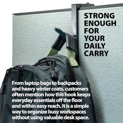 Officemate Double Coat Hooks for Cubicle Panels, Adjustable 1.25-3.5 Inch, Charcoal, 12 Pack (220050) - color: 12 Pack, Charcoal