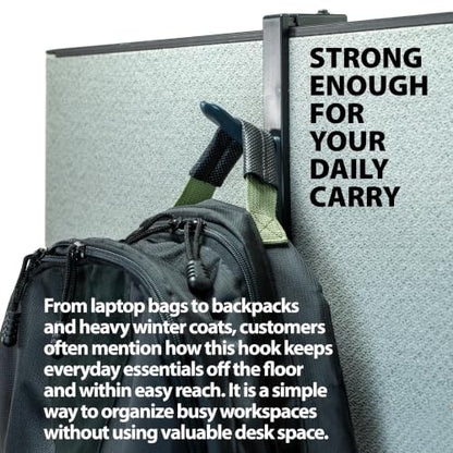 Officemate Cubicle Panel Coat Hooks, Adjustable Double Hook for Office Partitions, Fits 1.25"–3.5" Panels, Charcoal, 2 Pack (22009) - size: 2 Pack