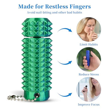 Little Ouchies Pain Stim Fidget Toy, 3D Printed Pocket Spiky Keychain with Clicker Button Spinner Sensory Toys for Anxiety Focus & Stress Reduction Novelty Gifts (Rotate Blue/Green) - color: Rotate Blue/Green