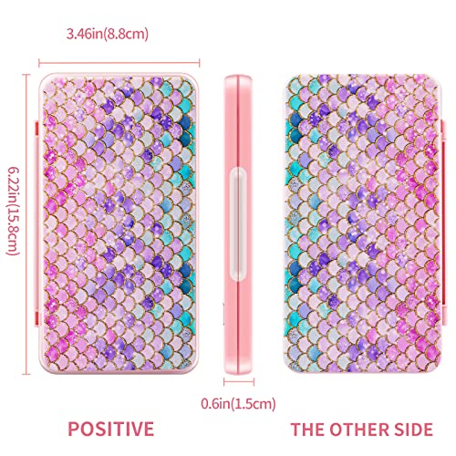 OLDZHU Cute Switch Case Holder Compatible with Nintendo Switch&Switch OLED, Pink Storage for 24 Game Cartridges and 24 Micro SD Cards - color: Fish scales