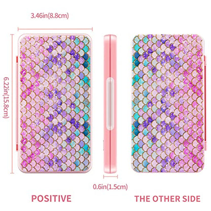 OLDZHU Cute Switch Case Holder Compatible with Nintendo Switch&Switch OLED, Pink Storage for 24 Game Cartridges and 24 Micro SD Cards - color: Fish scales