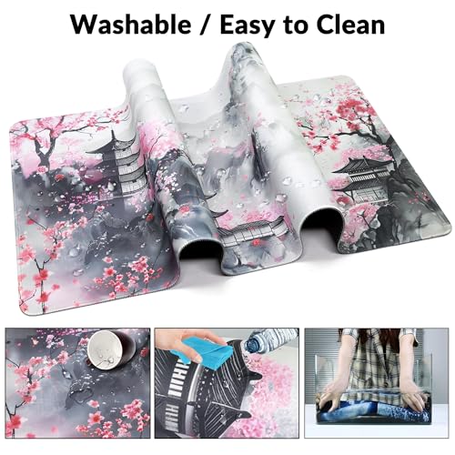 Large Gaming Mouse Pad with Coaster,Desk Matt for Desktop,Desk Mat-Anime | Desk Pad,XXL Cute Japanese Desk Mat Cover for Computer Keyboard Laptop Women Office Home Decor, 31.5'' x15.6'' - color: B8-Japaness Anime
