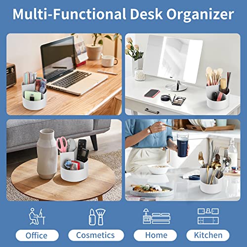 Desk Pencil Pen Holder, 3 Slots 360-Degree Spinning Organizers, Desktop Storage Stationery Supplies, Cute Cup Pot for Office, School, Art Supply, Kids - Gray - color: Gray