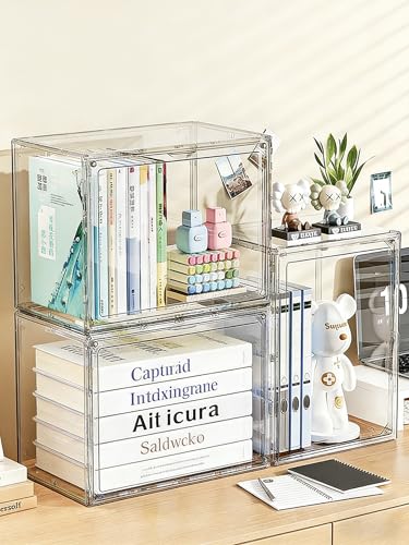 XXX-Large Clear Stackable Acrylic Display with Lid & Magnetic Door - 2-Tier Adjustable Shoe Box Case 11.8'' X 9.8'' X 15.7''Organizer for Boot, Sneakers, Collectibles, Figures, Purses | 3-Pack - color: Clear-xxx-large-3pcs