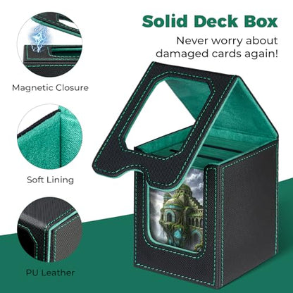 Fabmaker Card Deck Box Compatible with MTG, Display Card Storage Box Holds 100 Double-Sleeved Cards, Trading Card Deck Case Compatible with Magic the Gathering with PU Leather & Magnetic Closure - color: Red