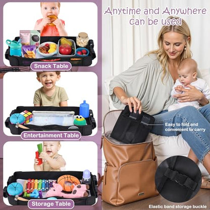 Babenest Stroller Snack Tray for Wonderfold Wagon W4, Foldable Thickened Snack Tray with Cup Holder, Storage Mesh Bag & Pen Slot, Easy to Clean Snack Board for Drawing - size: W4