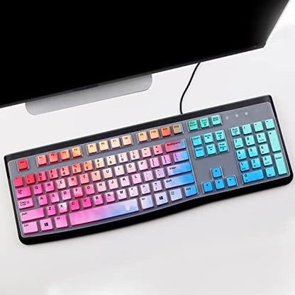 Keyboard Cover for Logitech K120 & MK120 Ergonomic Desktop USB Keyboard Ultra Thin US Layout Protective Skin-Colorful - color: Colorful