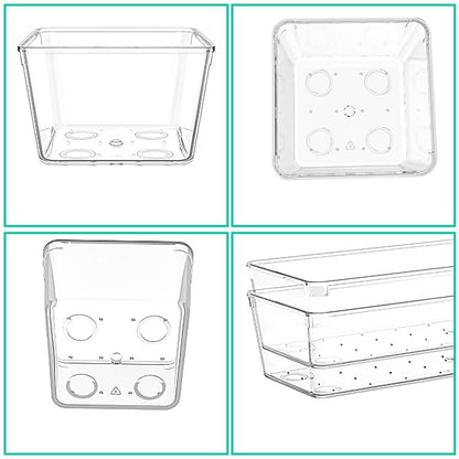 45Pack Makeup Drawer Organizers Set, 4Sizes acrylic desk organizer trays for vanity, bathroom, office, nightstand, junk for kitchen drawer, Versatile plastic drawer divider storage bins - size: S45(3-6-12-24)